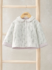 Mamas & Papas Cream Lavender Print Quilted Jacket - Imagen 1 de 3