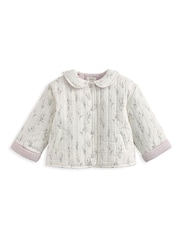 Mamas & Papas Cream Lavender Print Quilted Jacket - Imagen 2 de 3