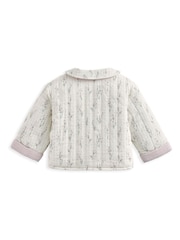 Mamas & Papas Cream Lavender Print Quilted Jacket - Imagen 3 de 3