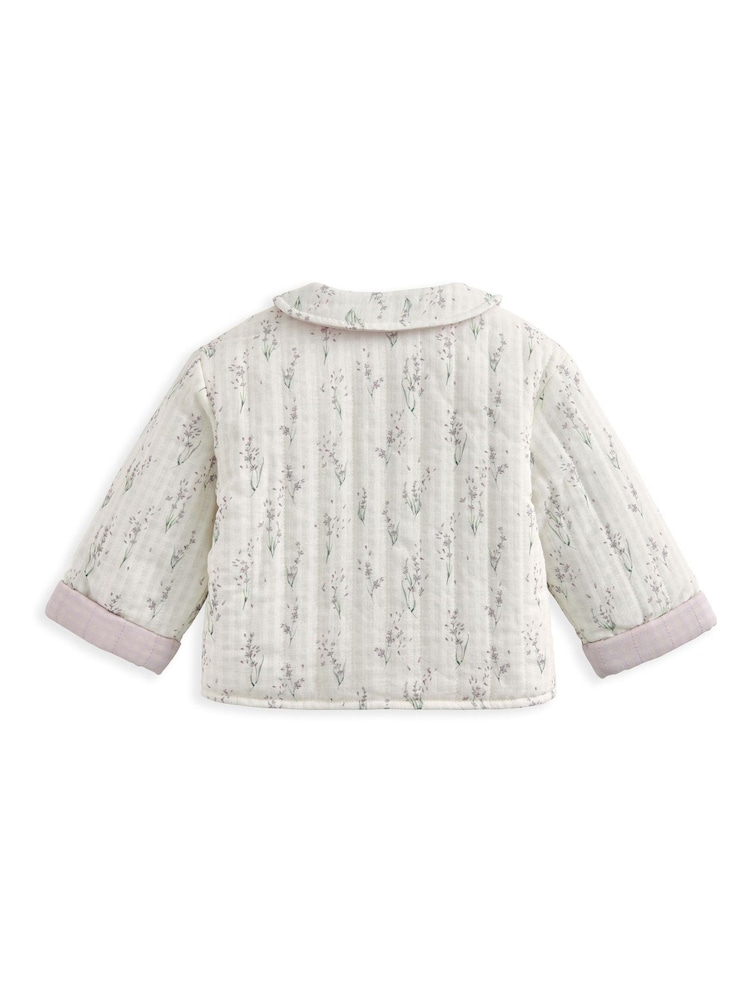 Mamas & Papas Cream Lavender Print Quilted Jacket - Imagen 3 de 3