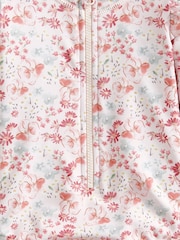 Mamas & Papas Pink Floral Print Long Sleeve Swimsuit - Image 3 of 3
