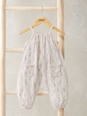 Mamas & Papas Oversized Cream Lavender Print Romper - Image 1 of 3
