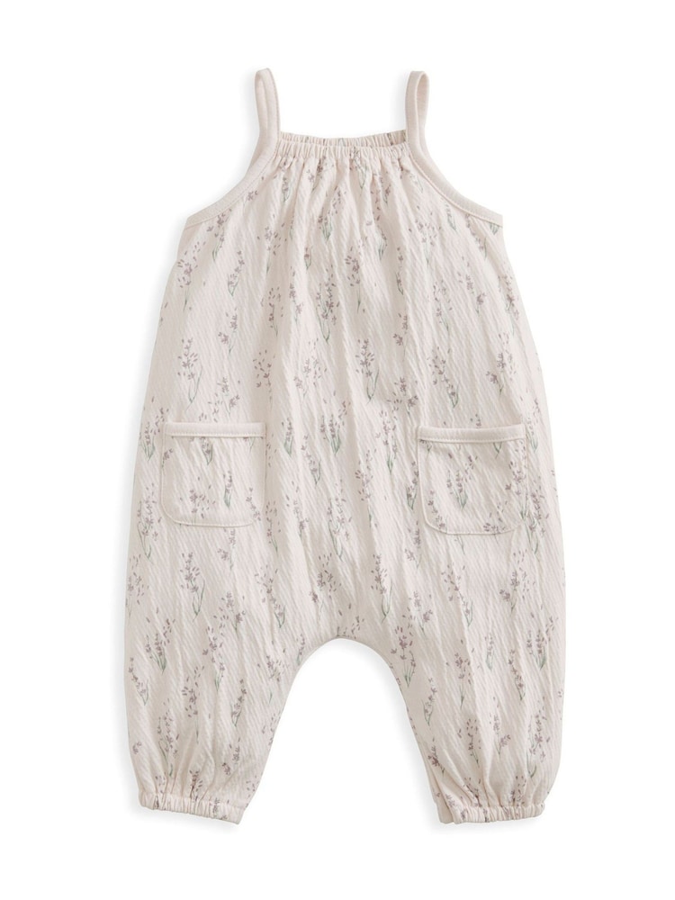 Mamas & Papas Oversized Cream Lavender Print Romper - Image 2 of 3