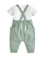 Mamas & Papas Green Rib Jersey Bodysuit & Dungaree Set - Image 3 of 5