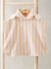 Mamas & Papas Pink Flower Petal Striped Towelling 100% Cotton Poncho - Image 1 of 3