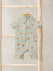 Mamas & Papas Green Star Fish Print Swimsuit - Image 1 of 3