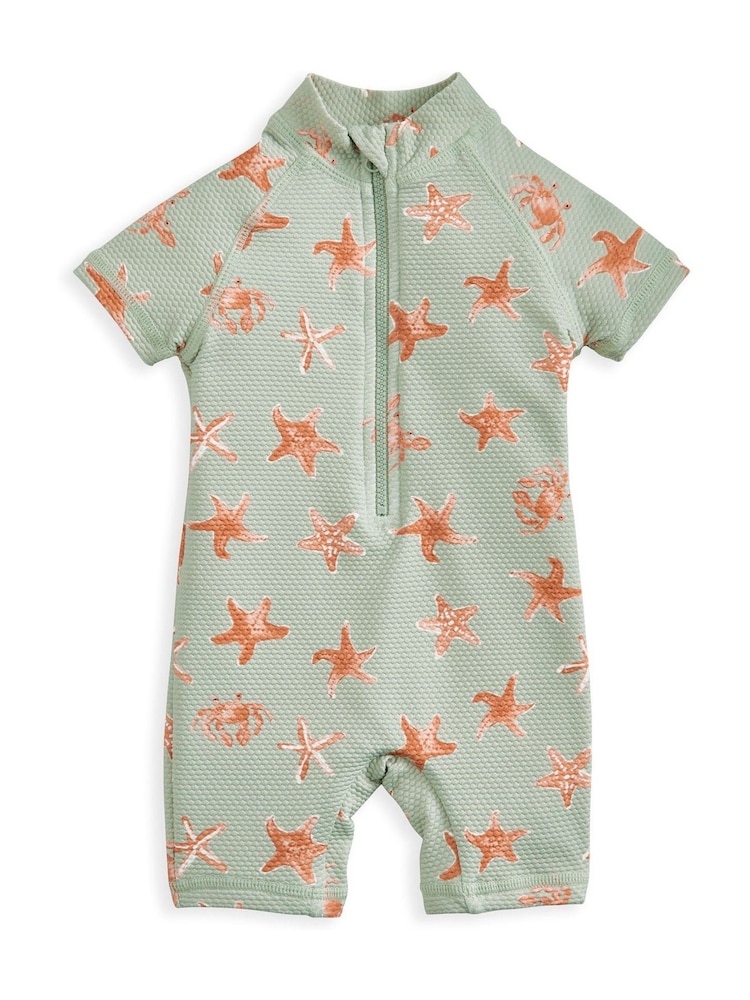 Mamas & Papas Green Star Fish Print Swimsuit - Image 2 of 3
