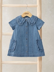 Mamas & Papas Blue 100% Cotton Denim Shirt Dress - Image 1 of 2