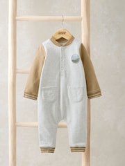 Mamas & Papas Basketball Collar Brown Romper - Image 1 of 3