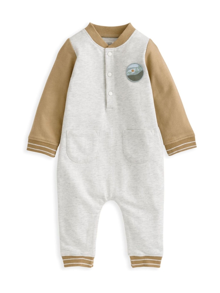 Mamas & Papas Basketball Collar Brown Romper - Image 2 of 3