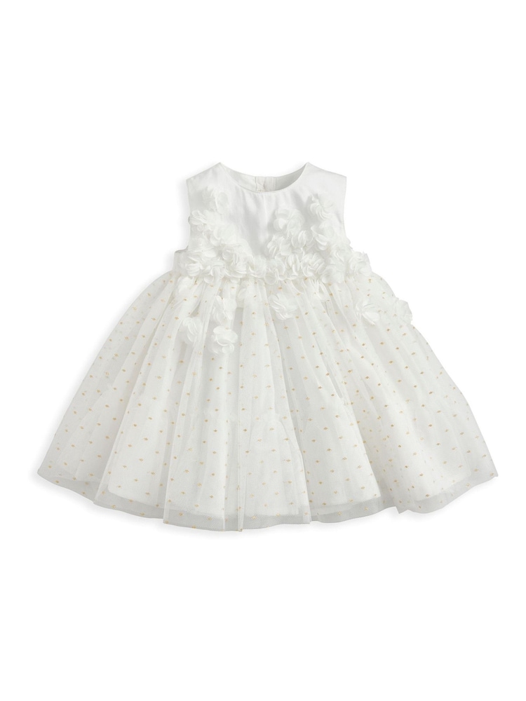 Mamas & Papas 3D Scattered Flower White Dress - Image 2 of 3