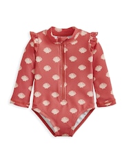 Mamas & Papas Red Shell Print Long Sleeve Swimsuit - Image 3 of 3