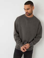 Threadbare Grey Oversized Fit Crew Neck Sweatshirt - Image 1 of 4