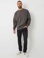 Threadbare Grey Oversized Fit Crew Neck Sweatshirt - Image 3 of 4