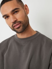 Threadbare Grey Oversized Fit Crew Neck Sweatshirt - Image 4 of 4