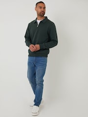 Threadbare Green Quarter Zip Collared Sweatshirt - Image 3 of 4