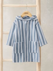 Mamas & Papas Blue Striped Zip Towelling Poncho - Imagen 1 de 3