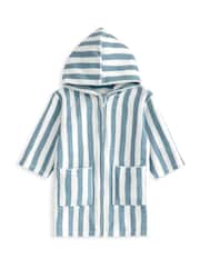 Mamas & Papas Blue Striped Zip Towelling Poncho - Imagen 2 de 3