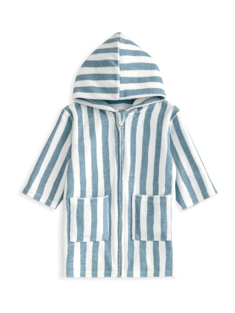 Mamas & Papas Blue Striped Zip Towelling Poncho - Imagen 2 de 3