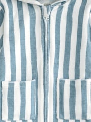 Mamas & Papas Blue Striped Zip Towelling Poncho - Imagen 3 de 3