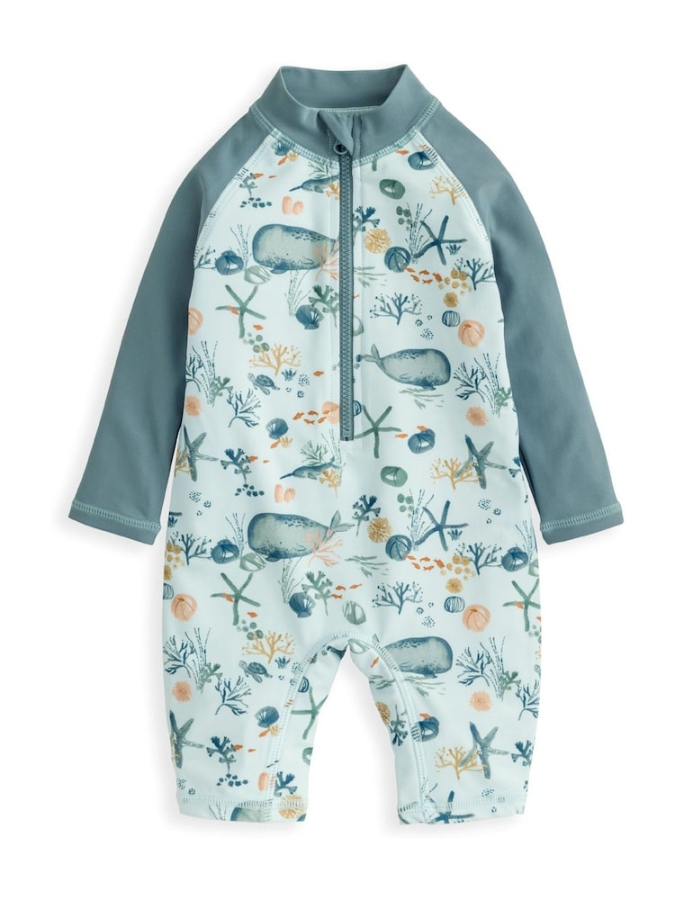 Mamas & Papas Blue Whale Print Long Sleeve Rashsuit - Image 2 of 3 Mamas & Papas Blue Whale Print Long Sleeve Rashsuit - Image 2 of 3