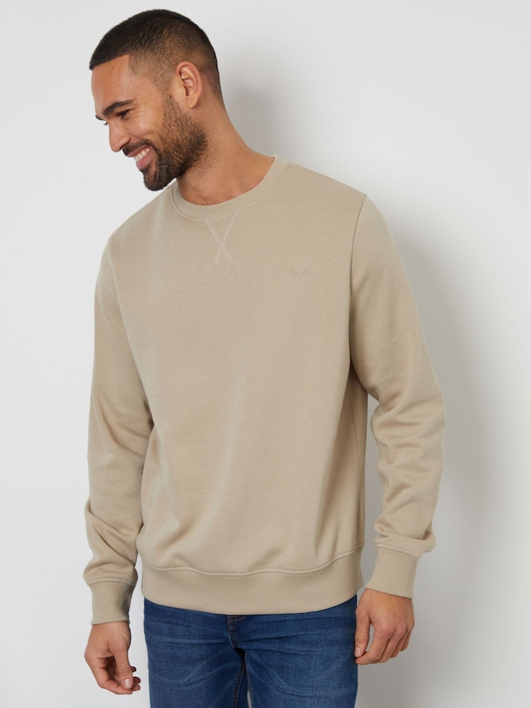 Threadbare Natural Crew Neck Sweatshirt - Image 1 of 4 Threadbare Natural Crew Neck Sweatshirt - Image 1 of 4