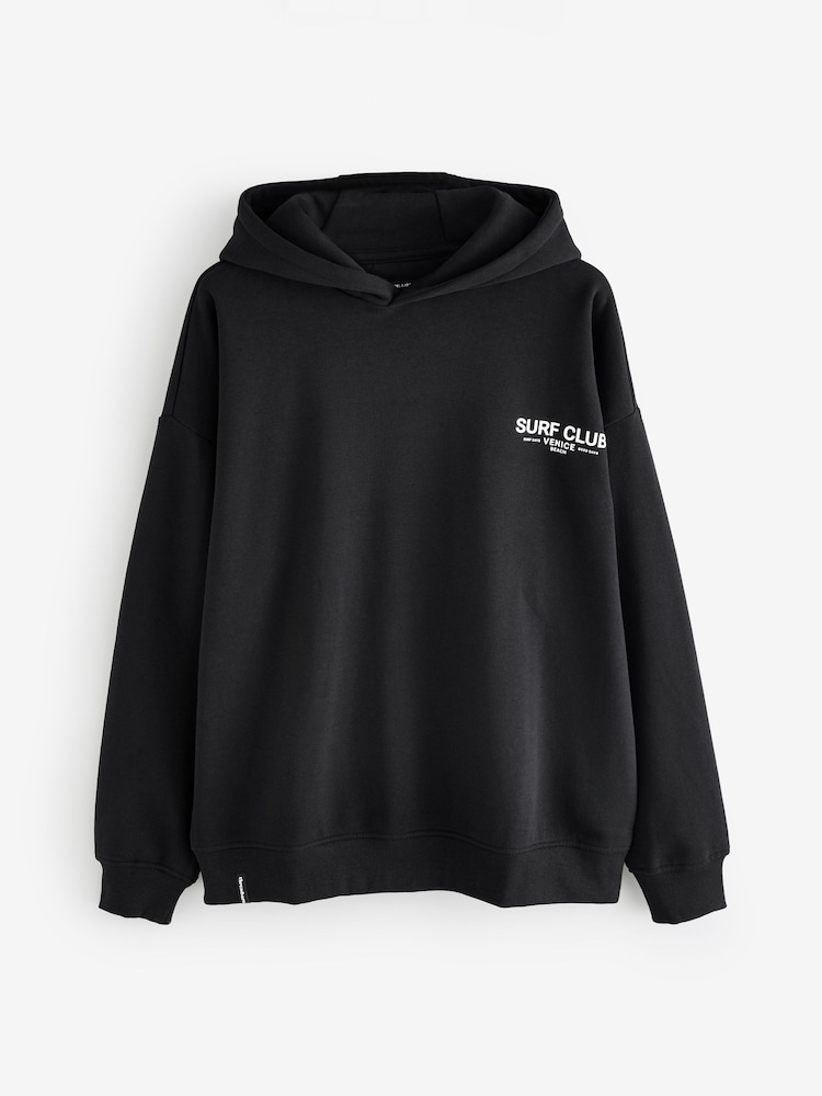 Threadbare Black Graphic Print Relaxed Fit Pullover Hoodie - Image 1 of 1