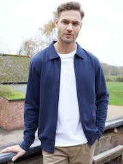 Threadbare Blue Zip Up Collared Sweatshirt - Image 1 of 4