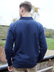 Threadbare Blue Zip Up Collared Sweatshirt - Image 2 of 4