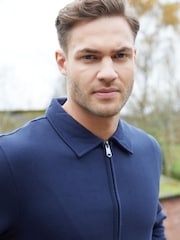 Threadbare Blue Zip Up Collared Sweatshirt - Image 3 of 4