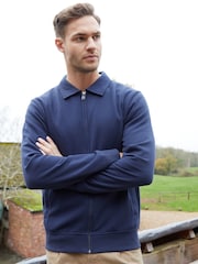Threadbare Blue Zip Up Collared Sweatshirt - Image 4 of 4