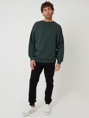 Threadbare Forest Green Oversized Fit Crew Neck Sweatshirt - Image 3 of 4
