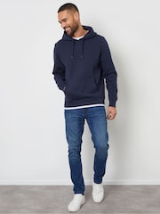 Blå - Threadbare Mock T-Shirt Pullover Hoodie - Bild 3 av 4