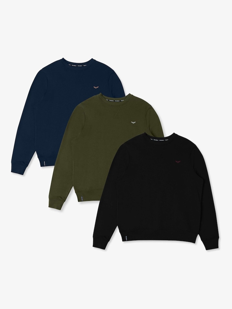Threadbare Multi Crew Neck Sweatshirts 3 Pack - Image 1 of 6 Threadbare Multi Crew Neck Sweatshirts 3 Pack - Image 1 of 6