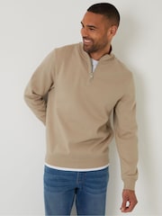 Threadbare Natural Mock T-Shirt Quarter Zip Sweatshirt - Image 1 of 4
