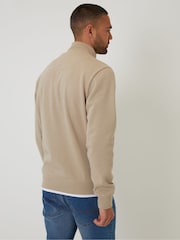 Threadbare Natural Mock T-Shirt Quarter Zip Sweatshirt - Image 2 of 4