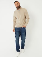 Threadbare Natural Mock T-Shirt Quarter Zip Sweatshirt - Image 3 of 4