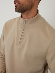 Threadbare Natural Mock T-Shirt Quarter Zip Sweatshirt - Image 4 of 4