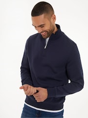 Синій - Threadbare Mock футболки Quarter Zip світшот - Image 1 of 4