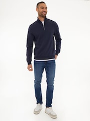 Синій - Threadbare Mock футболки Quarter Zip світшот - Image 3 of 4