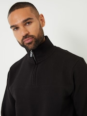 Threadbare Black Textured Quarter Zip Sweatshirt - Image 4 of 4