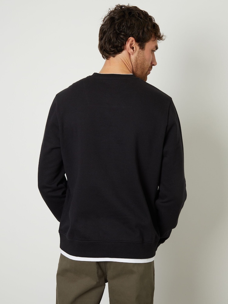 Threadbare Black Mock Crew Neck Sweatshirt - Image 2 of 4