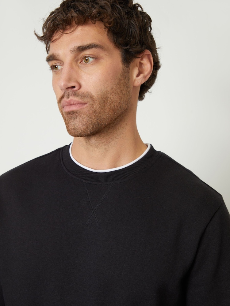 أسود - Threadbare Mock Crew Neck Sweatshirt - صورة 4 من 4 أسود - Threadbare Mock Crew Neck Sweatshirt - صورة 4 من 4