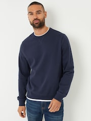 Threadbare Navy Mock Crew Neck Sweatshirt - Image 1 of 4