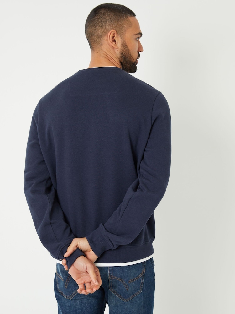 أزرق داكن - Threadbare Mock Crew Neck Sweatshirt - صورة 2 من 4 أزرق داكن - Threadbare Mock Crew Neck Sweatshirt - صورة 2 من 4