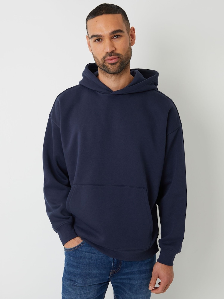 Threadbare Navy Oversized Fit Pullover Hoodie - Image 1 of 4