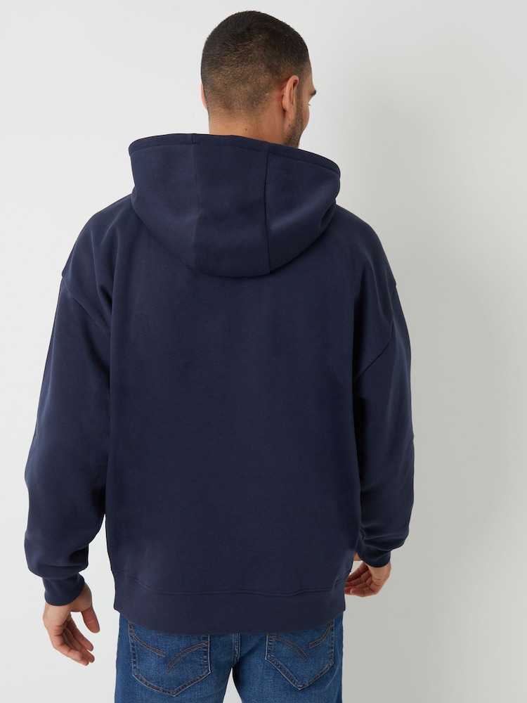 Threadbare Navy Oversized Fit Pullover Hoodie - Image 2 of 4