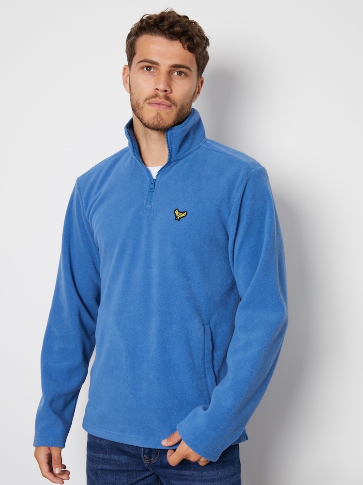 Threadbare Blue Quarter Zip Fleece Sweatshirt - Image 1 of 4