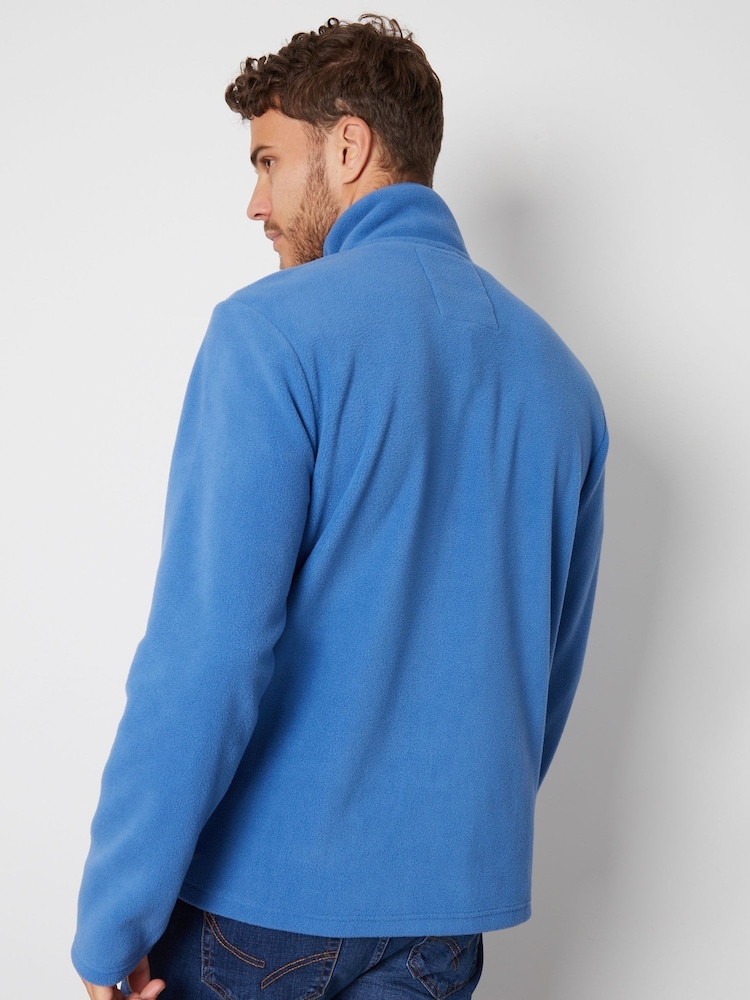 Threadbare Blue Quarter Zip Fleece Sweatshirt - Image 2 of 4