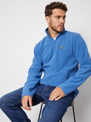 Threadbare Blue Quarter Zip Fleece Sweatshirt - Image 3 of 4